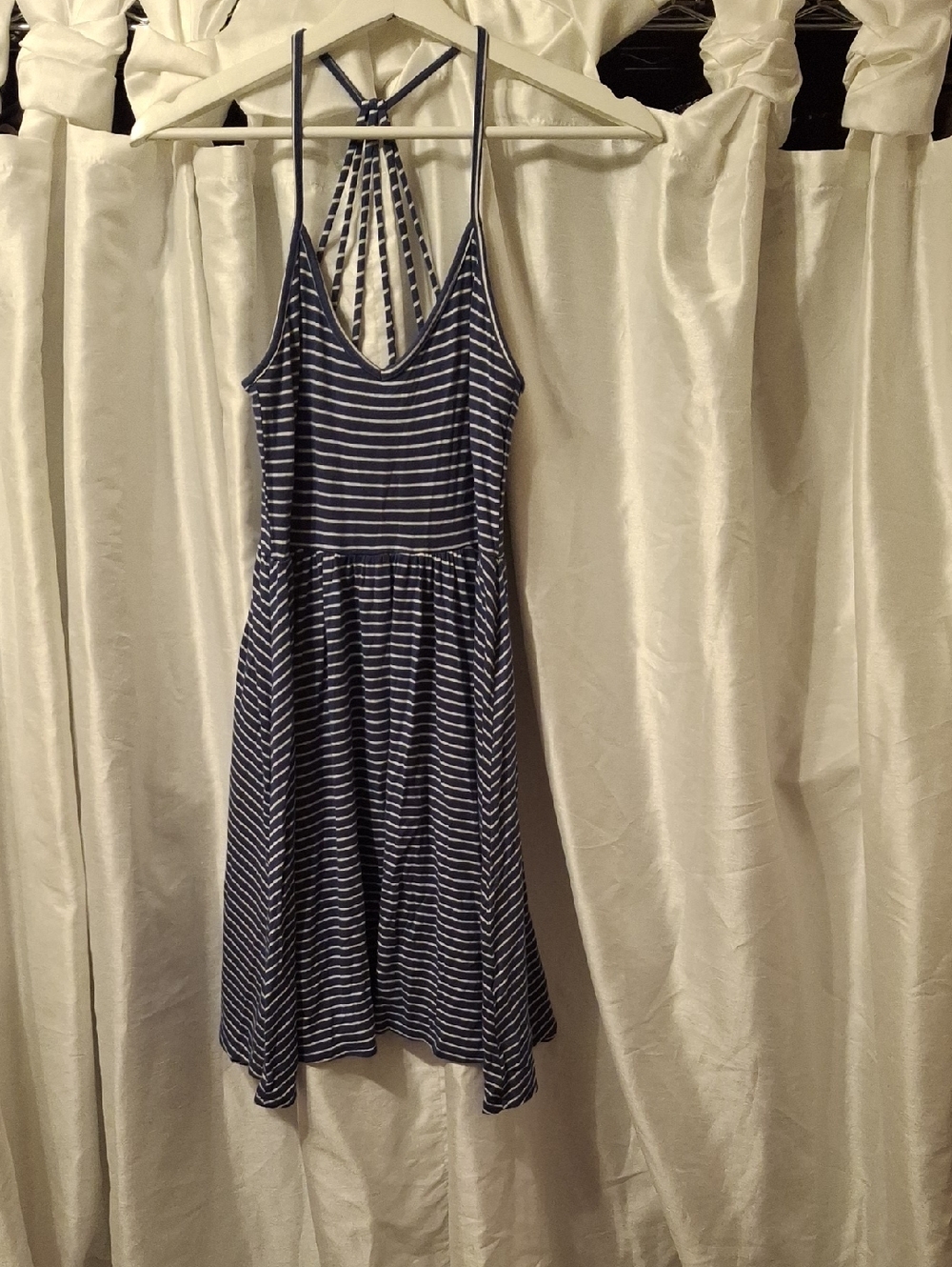 SO Navy and White Striped Midi Dress